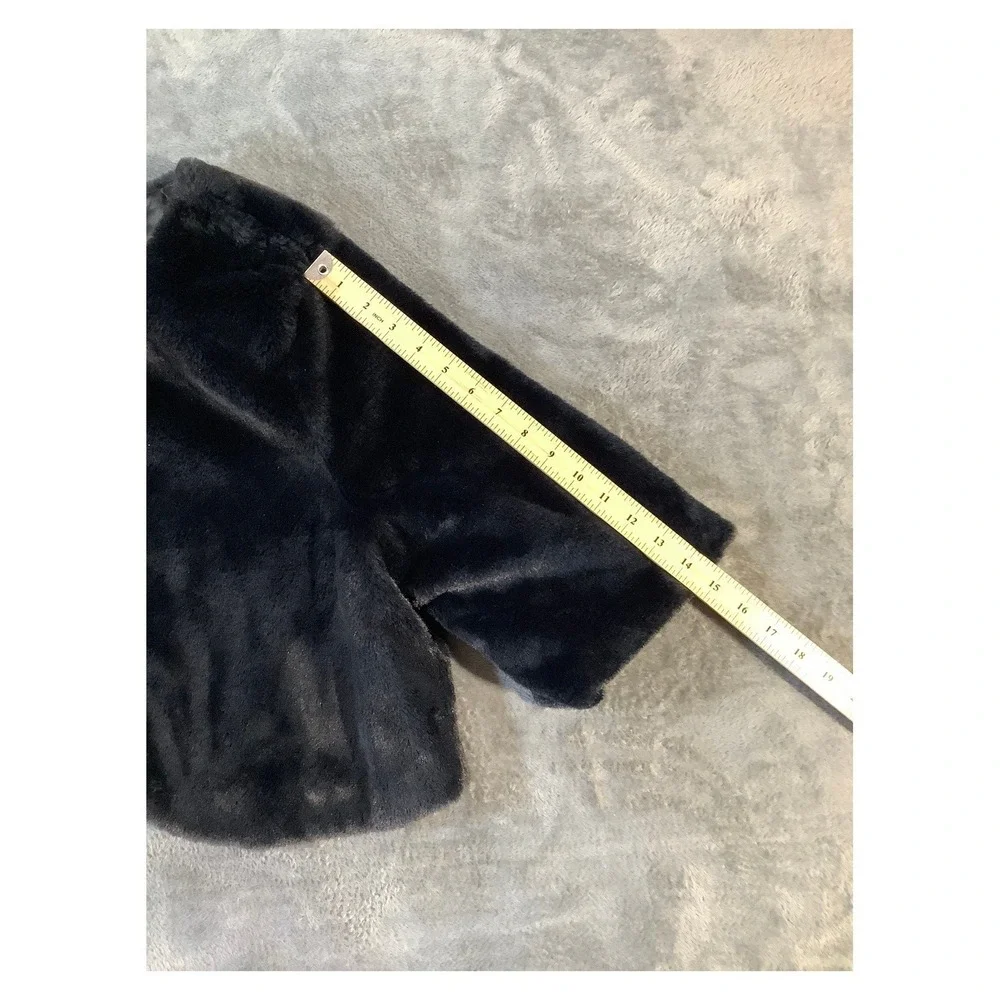 Park‎ and Main Black Faux Mink Fur Bolero Jacket Rhinestone Clasp